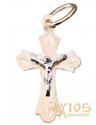 Натільний хрестик «Розп'яття», золото 585, 28х15мм, О п02091 - фото