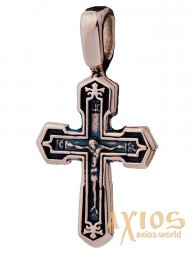 Натільний хрестик «Розп'яття з молитвою», золото 585, з чорнінням 24х13мм, О п02536 - фото
