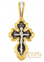 Православний хрест, Шестикрилий серафим, срібло 925, позолота, 15х35 мм, Е 8006 - фото