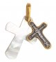 Хрест з перламутровою підвіскою, срібло 925 ° з позолотою, перламутр