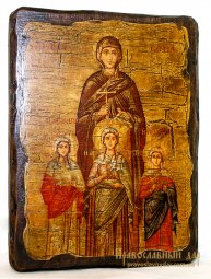 Ікона під старовину Святі Віра, Надія, Любов і матір їх Софія 13x17 см - фото