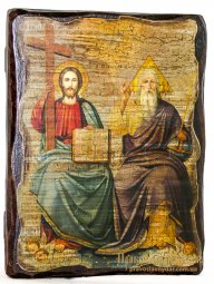 Ікона під старовину Свята Трійця 13x17 см - фото