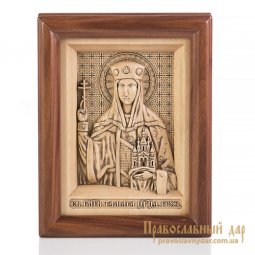 Різьблена ікона Свята благовірна Тамара Цариця Грузинська - фото