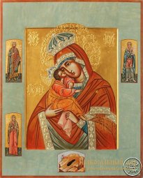Сімейна Ікона Пресвятої Богородиці Почаївська з святими - фото