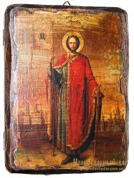 Ікона під старовину Святий благовірний князь Олександр Невський 17x23 см - фото