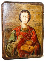 Ікона під старовину Святий Великомученик і Цілитель Пантелеймон 17х23 см - фото