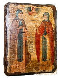 Ікона під старовину Святі благовірні Петро і Февронія Муромські 21х29 см - фото