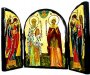 Ікона під старовину Священномученик Кипріан і Свята мучениця Іустина Складень потрійний