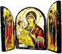 Икона под старину Пресвятая Богородица Троеручица Складень тройной