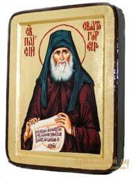 Икона Святой преподобный Паисий Святогорский Греческий стиль в позолоте 13x17 см - фото