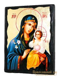 Икона под старину Пресвятая Богородица Неувядаемый цвет с позолотой 30x40 см - фото