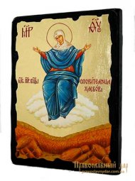 Икона под старину Пресвятая Богородица Спорительница хлебов с позолотой 13x17 см - фото