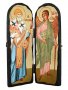 Икона под старину Святитель Спиридон Тримифунтский и Святой Ангел Хранитель Складень двойной