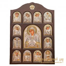Домашній іконостас Пресвята Богородиця Семистрільна 28x42 см - фото