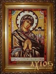 Бурштинова ікона Пресвята Богородиця Охтирська 20x30 см - фото