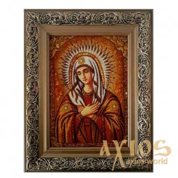 Бурштинова ікона Пресвята Богородиця Замилування 20x30 см - фото