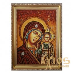 Бурштинова ікона Пресвята Богородиця Казанська 20x30 см - фото
