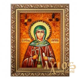 Бурштинова ікона Преподобна Анастасія Патрикия 20x30 см - фото