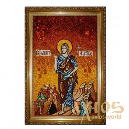 Бурштинова ікона Святий Іоанн Хреститель 20x30 см - фото
