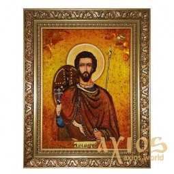 Бурштинова ікона Святий мученик Андрій Стратилат 20x30 см - фото