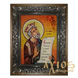 Бурштинова ікона Святий пророк Давид 20x30 см - фото