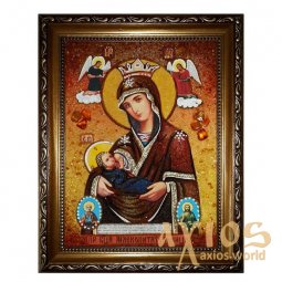 Бурштинова ікона Божа Матір Годувальниця 20x30 см - фото