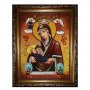 Бурштинова ікона Божа Матір Годувальниця 20x30 см