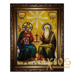 Бурштинова ікона Свята Трійця 20x30 см - фото