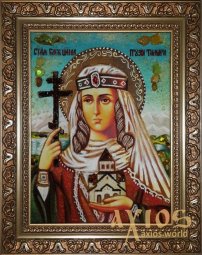 Бурштинова ікона Свята благовірна Тамара Цариця Грузинська 20x30 см - фото