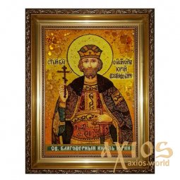 Бурштинова ікона Святий благовірний князь Юрій 20x30 см - фото