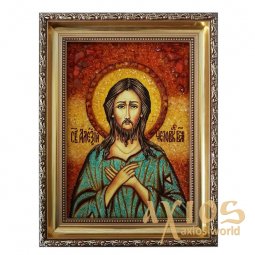 Бурштинова ікона Святий Святий Олексій Людина Божа 20x30 см - фото