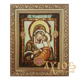 Бурштинова ікона Пресвята Богородиця Чухломского 20x30 см - фото