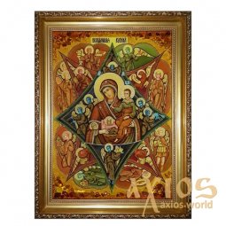 Бурштинова ікона Пресвята Богородиця Неопалима Купина 20x30 см - фото