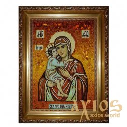 Бурштинова ікона Пресвята Богородиця Єлецька 20x30 см - фото