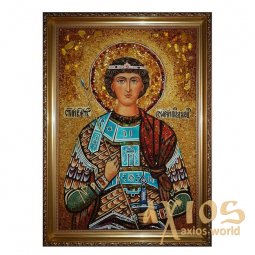 Бурштинова ікона Святий Георгій Побідоносець 20x30 см - фото