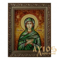 Бурштинова ікона Свята праведна Марія 20x30 см - фото
