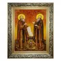 Бурштинова ікона Преподобний Зосима і Саватій Соловецькі 20x30 см