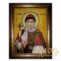 Бурштинова ікона Свята рівноапостольна княгиня Ольга 20x30 см - фото