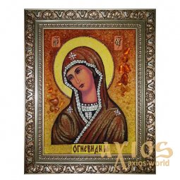 Бурштинова ікона Пресвята Богородиця Вогневидна 20x30 см - фото