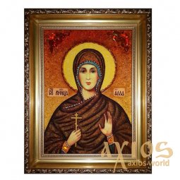 Бурштинова ікона Свята мучениця Алла 20x30 см - фото
