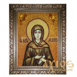 Бурштинова ікона Преподобна Меланія 20x30 см - фото