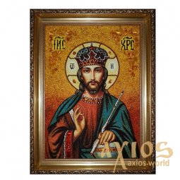 Бурштинова ікона Господь Ісус Христос Вседержитель 20x30 см - фото