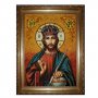 Бурштинова ікона Господь Ісус Христос Вседержитель 20x30 см