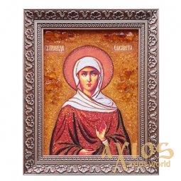 Бурштинова ікона Свята Праведна Єлизавета 20x30 см - фото