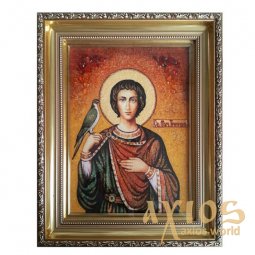 Бурштинова ікона Святий мученик Трифон 20x30 см - фото