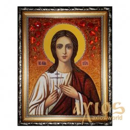 Бурштинова ікона Свята мучениця Віра 20x30 см - фото
