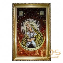 Бурштинова ікона Пресвята Богородиця Остробрамська 20x30 см - фото
