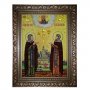 Бурштинова ікона Святі Петро і Февронія 20x30 см