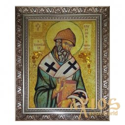 Янтарна ікона Святої Святий Спиридон 15x20 см - фото