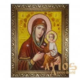 Янтарна ікона Пресвята Богородиця Тихвинська 15x20 см - фото